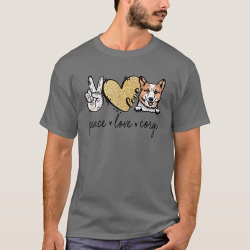 Funny Peace Love Corgi Cute Dog Lovers T_Shirt