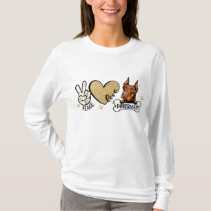 Funny Peace Love Doberman Dog Lover T-Shirt