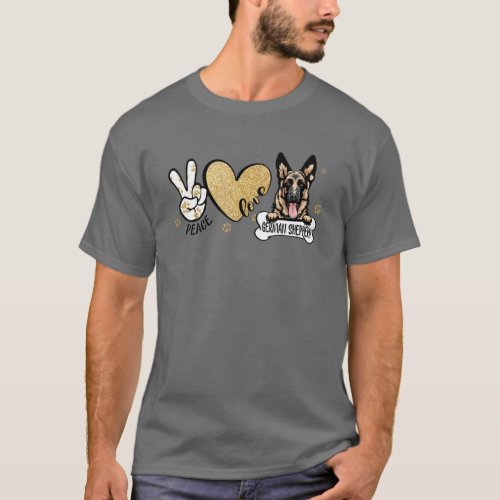 Funny Peace Love German Shepherd Dog Lover Gifts T_Shirt
