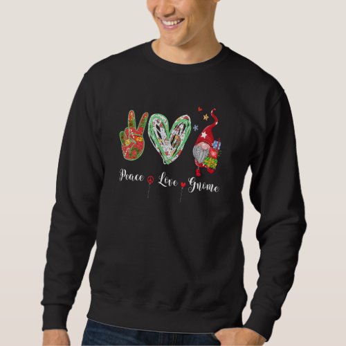 Funny Peace Love Gnome Christmas Matching Family P Sweatshirt