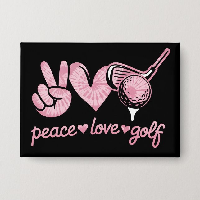 Funny Peace Love Golf Player Sport Lovers  Button (Front)