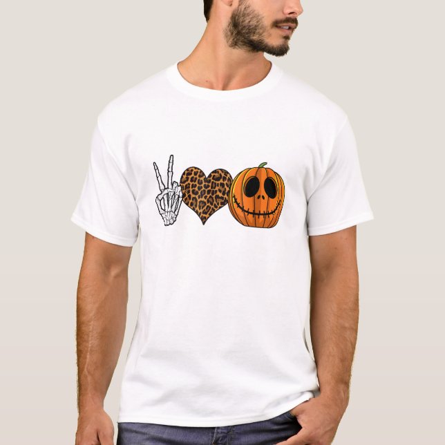 Funny Peace Love Halloween T-Shirt (Front)