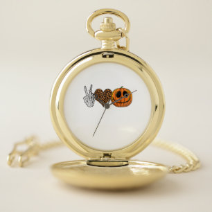 Funny Peace Love Halloween T-Shirt Pocket Watch
