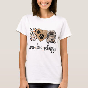 Funny Peace Love Pekingese Dog Lover T-Shirt