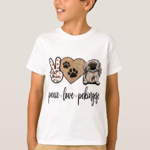 Funny Peace Love Pekingese Dog Lover T-Shirt