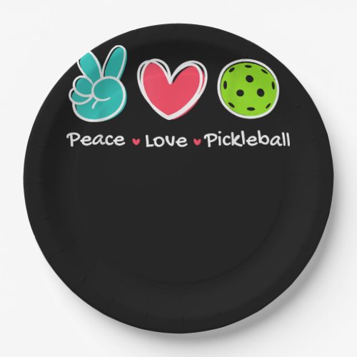Funny Peace Love Pickleball Court Play Loves Pickl Paper Plates