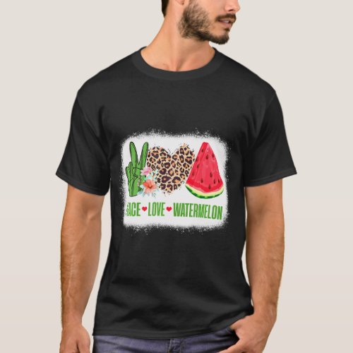 Funny Peace Love Watermelon Tropical Fruits Summer T_Shirt