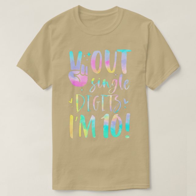 Funny Peace Out Single Digits Im 10 Year Old 10th  T-Shirt (Design Front)