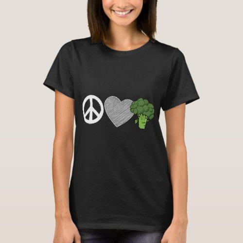 Funny Peace Sign Heart Broccoli Costume  Joke Sar T_Shirt