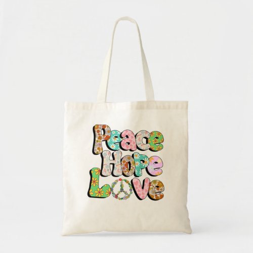 Funny PEACE SIGN LOVE 70s Tie Dye Hippie Halloween Tote Bag