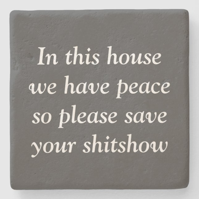 Funny Peaceful Home Grey Stone Coaster (Front)