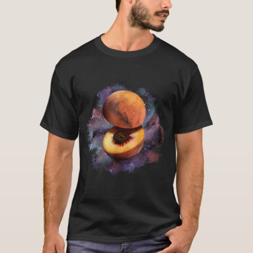 Funny Peach Mars Planet Cut Out Astronomy Space Sc T_Shirt