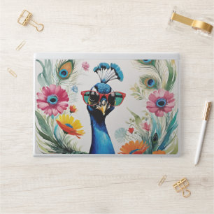 Funny Peacock Wearing Sunglasses Floral HP Laptop Skin