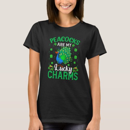 Funny Peacocks Are My Lucky Charms Peacock St Patr T_Shirt