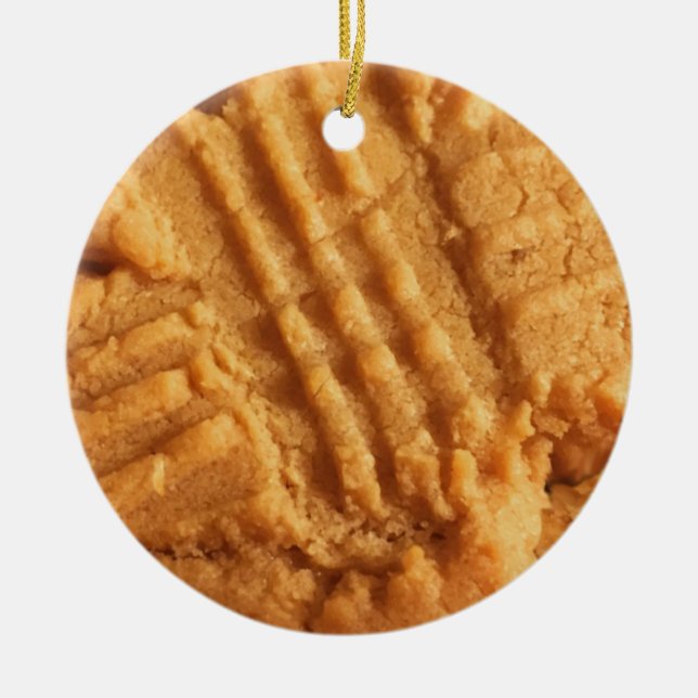 Funny Peanut Butter Cookie Pun Christmas Ceramic Ornament (Front)