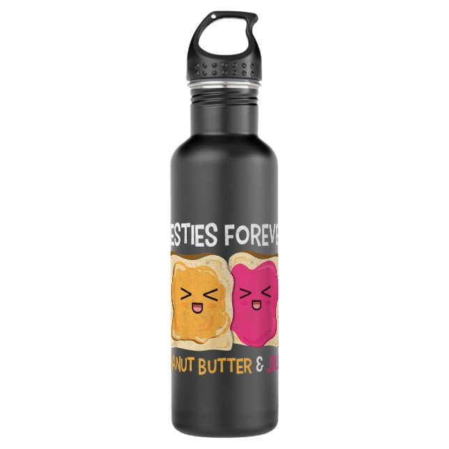 Funny Peanut Butter & Jelly Cute Girlfriend Bestie Stainless Steel Water Bottle (Front)
