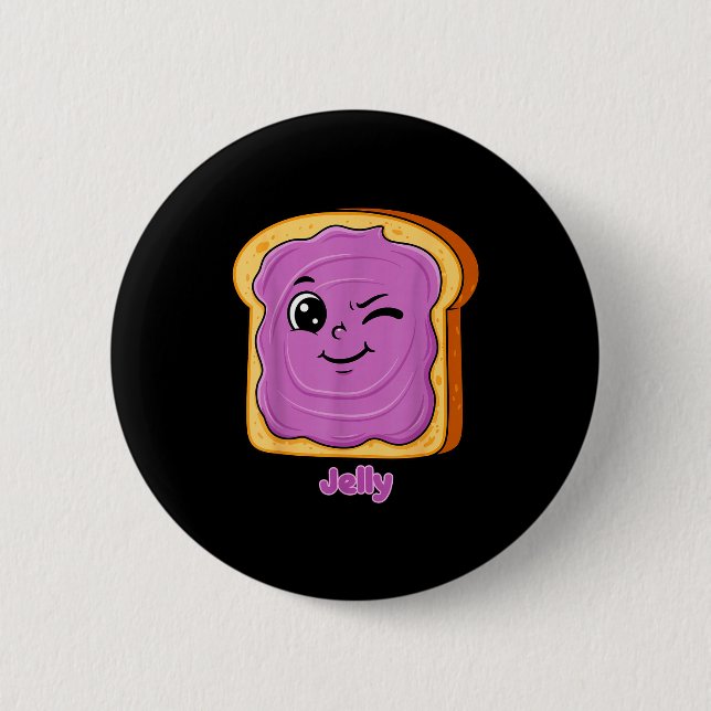 Funny Peanut Butter-jelly Friends Cute Food Matchi Button (Front)