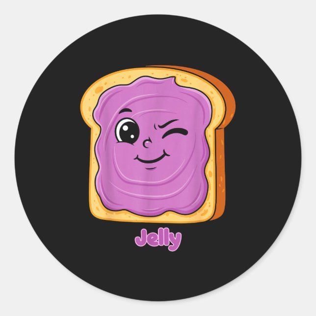 Funny Peanut Butter-jelly Friends Cute Food Matchi Classic Round Sticker (Front)