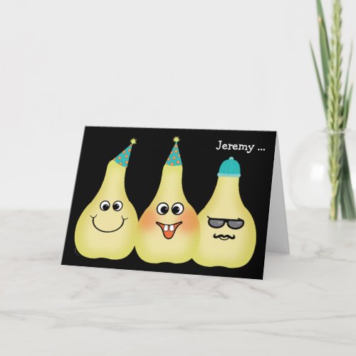 Funny Pear Birthday Pun Hipster Add Any Name Card