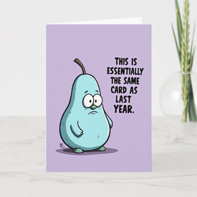 Funny Pear Character Birthday Card (Front)