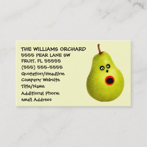 Customizable Funny Pear Grower Advertising Business Cards