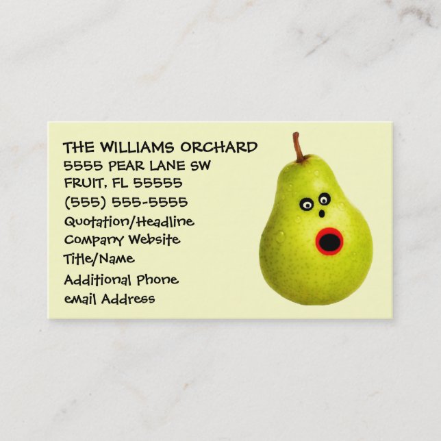 Funny Pear Grower Advertising Business Card (Front)