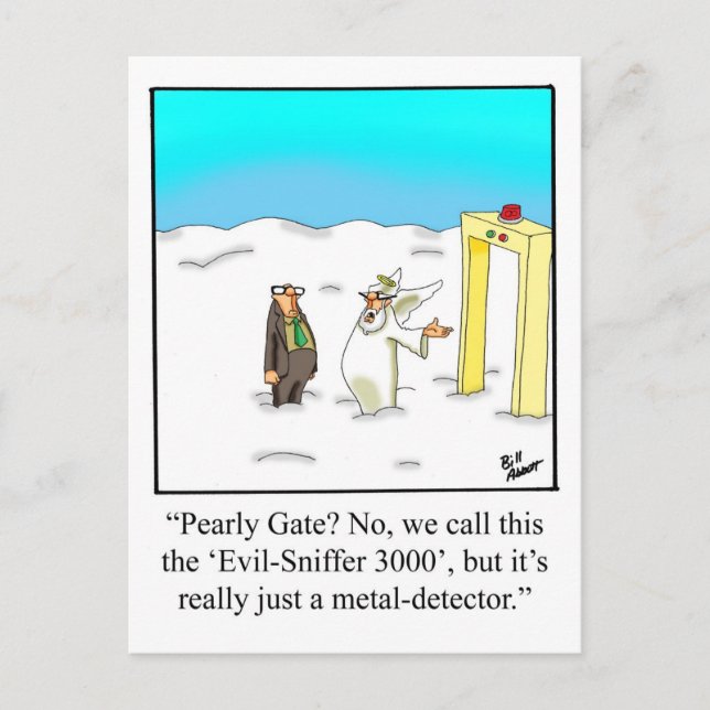 Funny Pearly Gates Humor Postcard (Front)