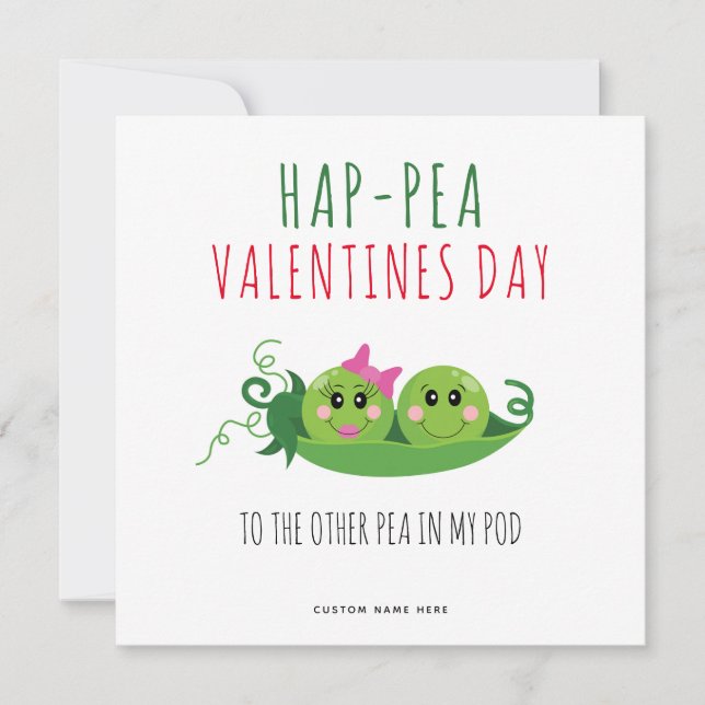Funny Peas Valentines Day Romantic Card (Front)