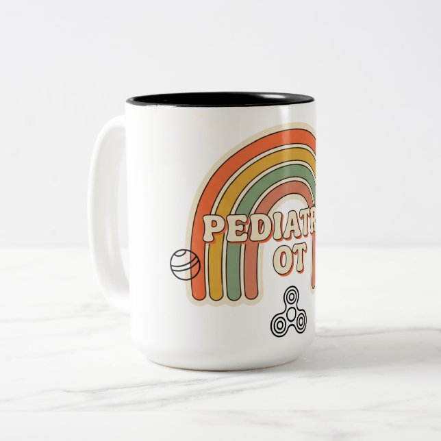 Funny Pediatric OT Retro Rainbow Mug (Front Left)