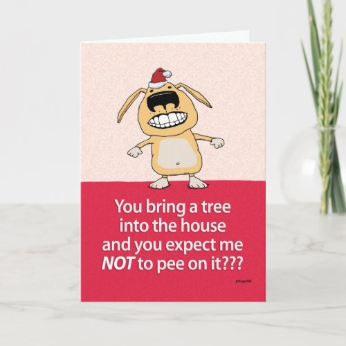 Funny Pee on Tree Dog Christmas Card