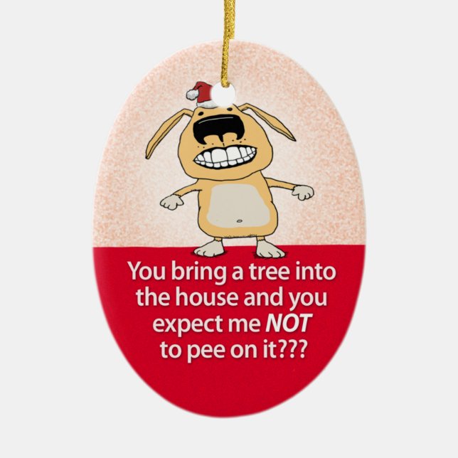 Funny Peeing Dog Christmas Ornament (Front)