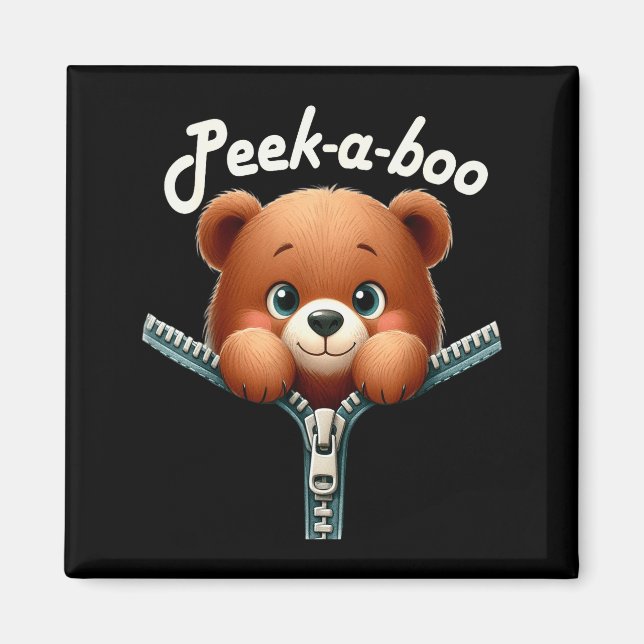 Funny - Peek-a-boo - Bear  Magnet (Front)