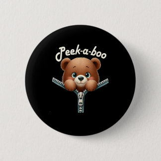 Funny - Peekabo - Bear Button