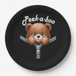 Funny - Peekabo - Bear Paper Plates