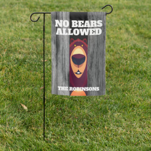 Funny Peeking Bear Garden Flag