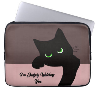 Funny Peeking Black Cat Custom Aesthetic Laptop Sleeve