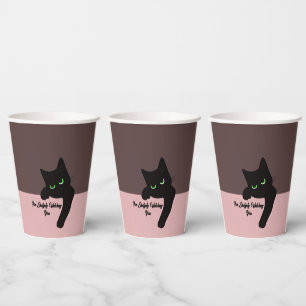 Funny Peeking Black Cat Custom Aesthetic Paper Cups