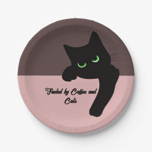 Funny Peeking Black Cat Custom Aesthetic Paper Plates