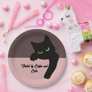 Funny Peeking Black Cat Custom Aesthetic Paper Plates