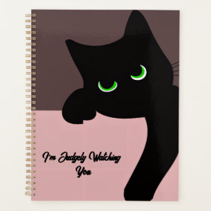 Funny Peeking Black Cat Custom Aesthetic Planner