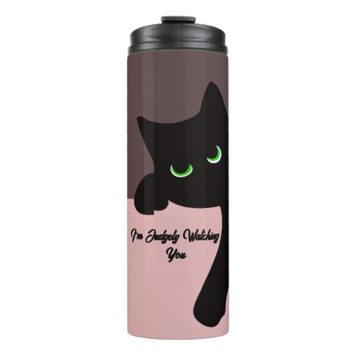 Funny Peeking Black Cat Custom Aesthetic Thermal Tumbler
