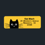 Funny Peeking Black Cat | Cute Return Address Label<br><div class="desc">Add a fun personal touch to your letters for home or business with these black cat return address labels. Funny peeking black cat with long whiskers. Easy customization to add your text. Visit Jenn’s Doodle World for even more cat lover’s office mailing supplies and funny animal designs.</div>