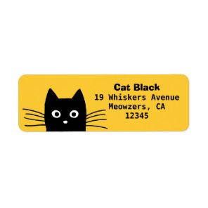 Funny Peeking Black Cat | Cute Return Address Label