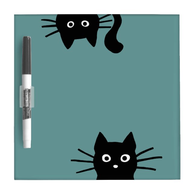 Funny Peeking Black Cats | Kitty Cat Lover's Dry-Erase Board (Front)