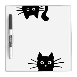 Funny Peeking Black Kitty Cats | Cool Cat Lover's Dry Erase Board