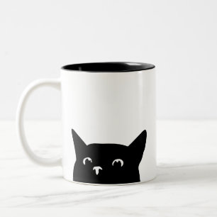 Funny Peeking Cat Two-Tone Coffee Mug