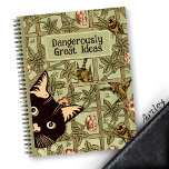 Funny Peeking Cat William Morris Style Floral  Notebook<br><div class="desc">This kitty is looking for a birdie snack! This is a beautiful and quirky notebook with a funny saying on the back cover. All the text is easily customizable (by you!) directly on the platform. You can change the title and the phrase on the back to anything you want. Or...</div>