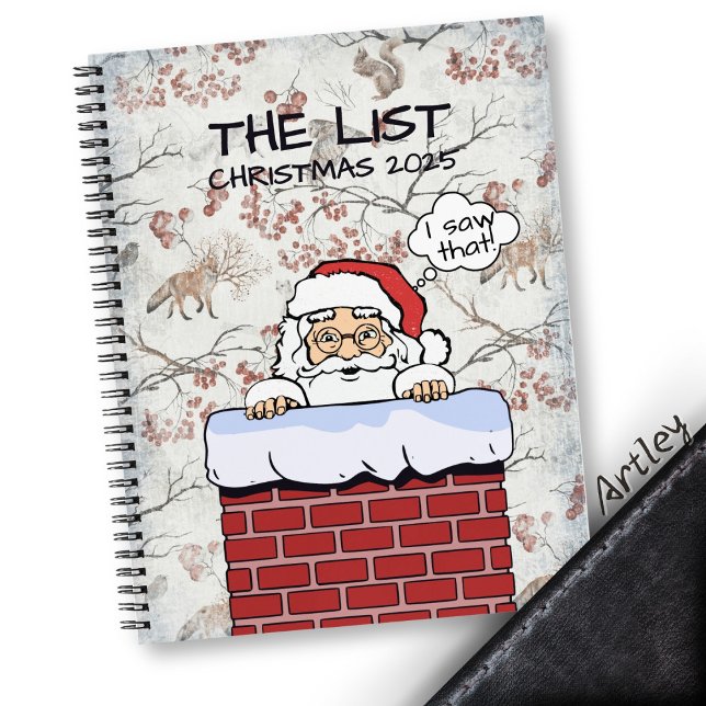 Funny Peeking Santa Naughty List  Notebook (Creator Uploaded)