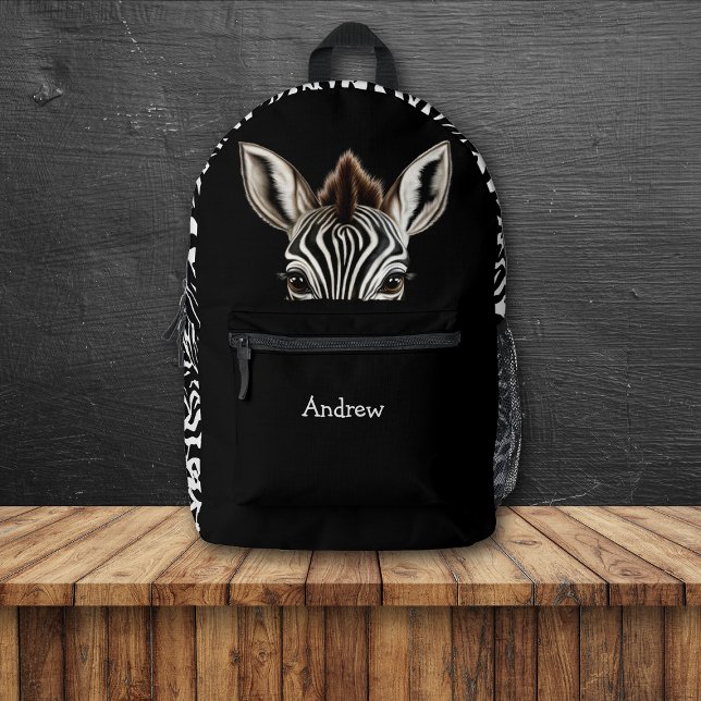 Funny Peeking Zebra Printed Backpack (Creator Uploaded)