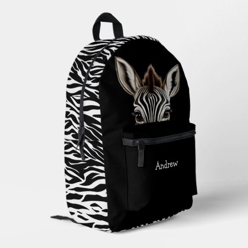 Funny Peeking Zebra Printed Backpack